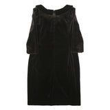 SCAPA Womens Black Velvet Shift Dress Polyester Long Sleeve Knee Length UK L