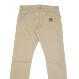 CARHARTT Mens Jeans Beige Regular Straight Denim W34 L33 Cotton Blend Zip