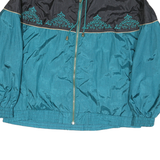 LAVON Womens Blue & Black Jacket L Nylon Plain Zip Lightweight Casual