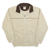 HAGGAR Mens Beige Brown Polyester Plain Full Zip Jumper M Comfortable Casual