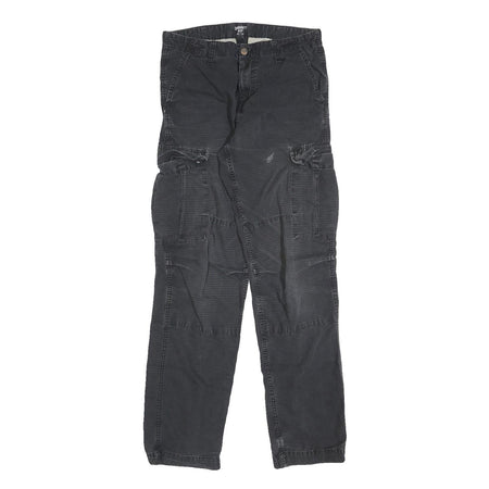 CARHARTT Mens Cotton Regular Black Cargo Trousers W30 L34 Durable Workwear Fit