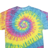 DYENOMITE Mens Blue & Yellow Tie Dye Berkeley Graphic T-Shirt L Short Sleeve