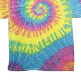DYENOMITE Mens Blue & Yellow Tie Dye Berkeley Graphic T-Shirt L Short Sleeve