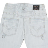 K&M Mens Light Blue Denim Cargo Shorts L W36 Zip Hem Pockets