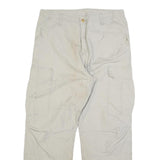 CARHARTT Mens Relaxed Beige Cargo Trousers W34 L32 Cotton Blend Zip Pocketed