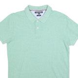 TOMMY HILFIGER Mens Green Short Sleeve Plain Polo Shirt M Cotton Blend