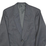 Mens Grey Wool Blend Plain Classic Tailored Jacket L Button Closure