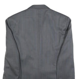 Mens Grey Wool Blend Plain Classic Tailored Jacket L Button Closure