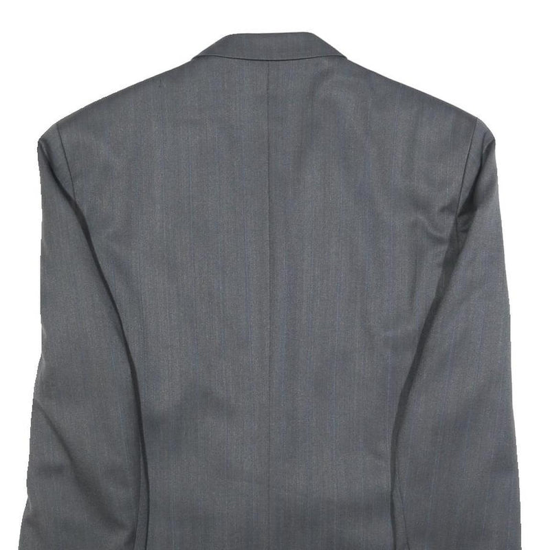 Mens Grey Wool Blend Plain Classic Tailored Jacket L Button Closure