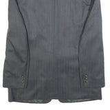 Mens Grey Wool Blend Plain Classic Tailored Jacket L Button Closure