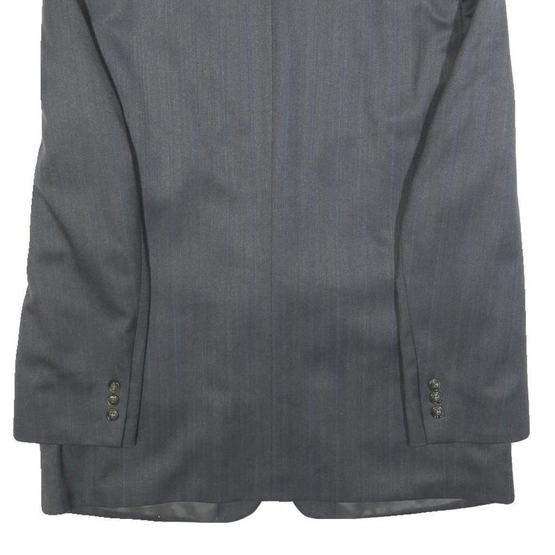 Mens Grey Wool Blend Plain Classic Tailored Jacket L Button Closure