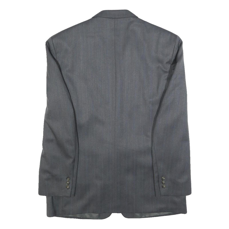 Mens Grey Wool Blend Plain Classic Tailored Jacket L Button Closure