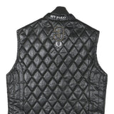 POLO SOCIETY Womens Black Quilted Vest M Polyester Blend Zip Diamond Pattern