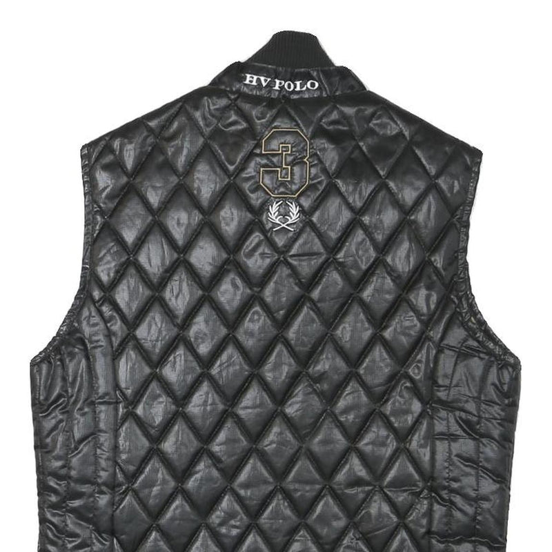 POLO SOCIETY Womens Black Quilted Vest M Polyester Blend Zip Diamond Pattern