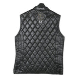 POLO SOCIETY Womens Black Quilted Vest M Polyester Blend Zip Diamond Pattern