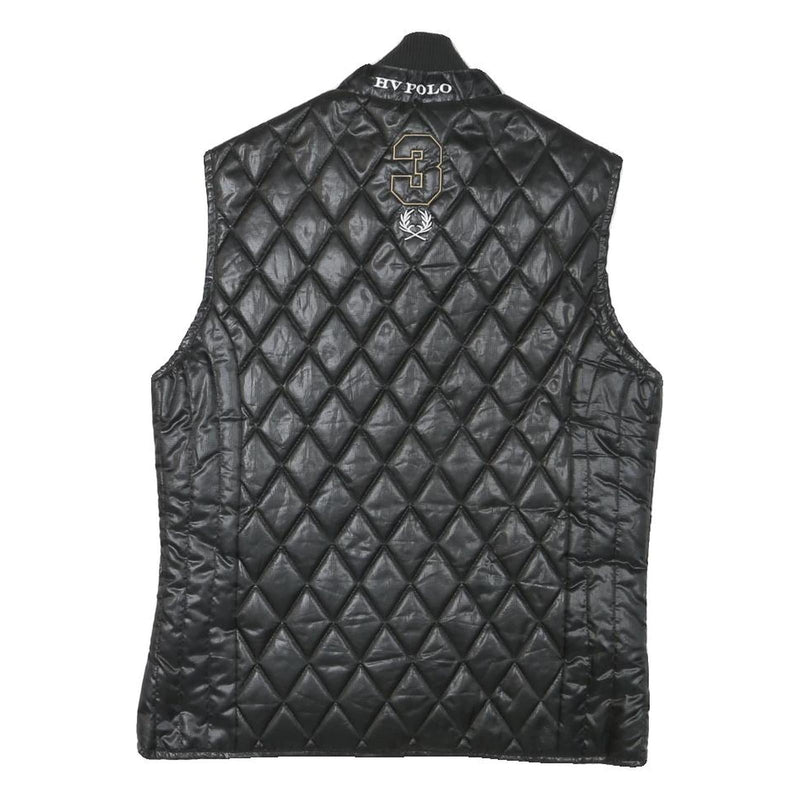 POLO SOCIETY Womens Black Quilted Vest M Polyester Blend Zip Diamond Pattern