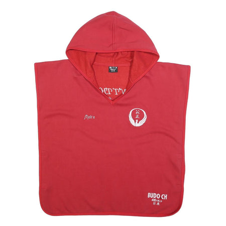 BUDO Womens Red Hoodie L Japanese Symbol Cotton Blend Hooded Top