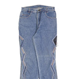 OPPIE Womens Regular Fit Blue Denim Rinse Wash W26 L29 Embroidered Jeans