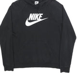 NIKE Mens Black Pullover Hoodie M Cotton Blend Sports Sweatshirt Casual