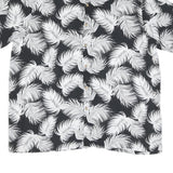 Mens Black & White Leaf Print Shirt 2XL Summer Casual Beachwear Comfort
