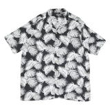Mens Black & White Leaf Print Shirt 2XL Summer Casual Beachwear Comfort
