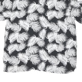 Mens Black & White Leaf Print Shirt 2XL Summer Casual Beachwear Comfort