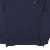 POLO RALPH LAUREN Mens Navy Plain Crew Neck Basic Knit Jumper L Cotton Blend