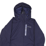COLUMBIA Womens Navy Blue Outdoor Jacket M Polyester Blend Zip Hooded Plain