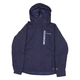 COLUMBIA Womens Navy Blue Outdoor Jacket M Polyester Blend Zip Hooded Plain