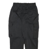 Womens Black Relaxed Cargo Trousers W25 L25 Polyester Blend Zip Utility Pockets