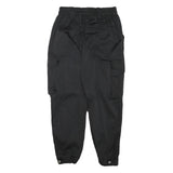 Womens Black Relaxed Cargo Trousers W25 L25 Polyester Blend Zip Utility Pockets