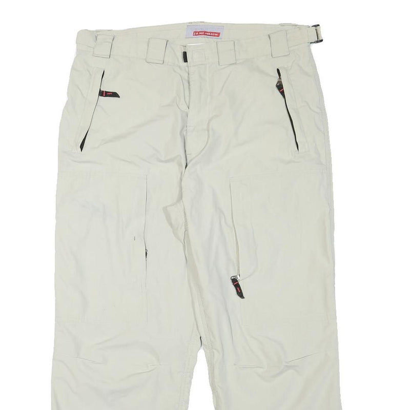 J E MC COLLUM Lined Mens Polyester Blend White Regular Straight Trousers W33 L26