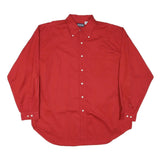 HONOURS Mens Red Plain Cotton Blend Shirt XL Button-Down Collar Casual