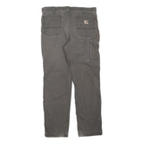 CARHARTT Mens Regular Cotton Blend Grey Trousers W36 L32 Workwear Zip Closure