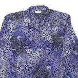 SERGIO DI LAURENTI Womens Blue Black Printed Shirt Long Sleeve Collared L