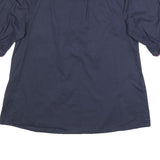 JOULES Womens Navy Blue Cotton Ruffle Sleeve Shirt UK 12 Button Neck