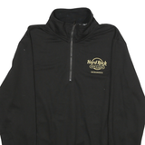 HARD ROCK CAFE Mens Black 1/4 Zip Sweatshirt L Polyester Blend Pullover