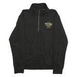 HARD ROCK CAFE Mens Black 1/4 Zip Sweatshirt L Polyester Blend Pullover
