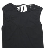 WHISTLES Womens Black Sleeveless Top Crew Neck UK 10 Cotton Simple Elegant