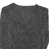 ZARA Womens Black & White Polka Dot Blouse Long Sleeve V-Neck M Stylish Cropped