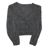 ZARA Womens Black & White Polka Dot Blouse Long Sleeve V-Neck M Stylish Cropped