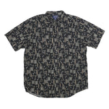ARTHOUSE Mens Black Pattern Shirt XL Cotton Short Sleeve Casual Summer