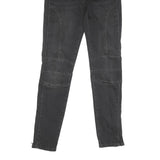 TOMMY HILFIGER Womens Black Regular Skinny Denim Raw W27 L29 Zip Pocket Jeans