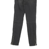 TOMMY HILFIGER Womens Black Regular Skinny Denim Raw W27 L29 Zip Pocket Jeans