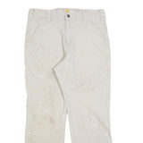 CARHARTT Mens Relaxed Cotton Blend Beige Workwear Trousers W32 L28 Durable Zip