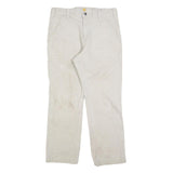 CARHARTT Mens Relaxed Cotton Blend Beige Workwear Trousers W32 L28 Durable Zip