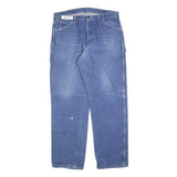 CARHARTT Mens Blue Regular Straight Denim Jeans W36 L32 Workwear Zip Closure