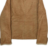 BRAETAN Womens Beige Faux Suede Zip Jacket S Faux Suede Plain Warm Casual