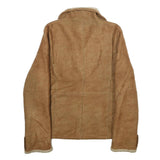 BRAETAN Womens Beige Faux Suede Zip Jacket S Faux Suede Plain Warm Casual