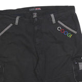 COOGI Mens Shorts Black Casual Cargo 2XL W44 Cotton Blend Embroidered
